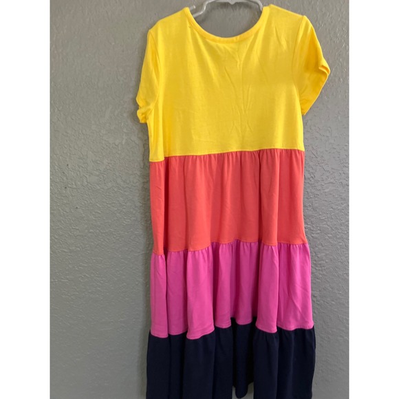 NWT Hanna Andersson Colorblock Tiered Twirl Power Maxi Dress Girls 8 Play Summer - Picture 2 of 7